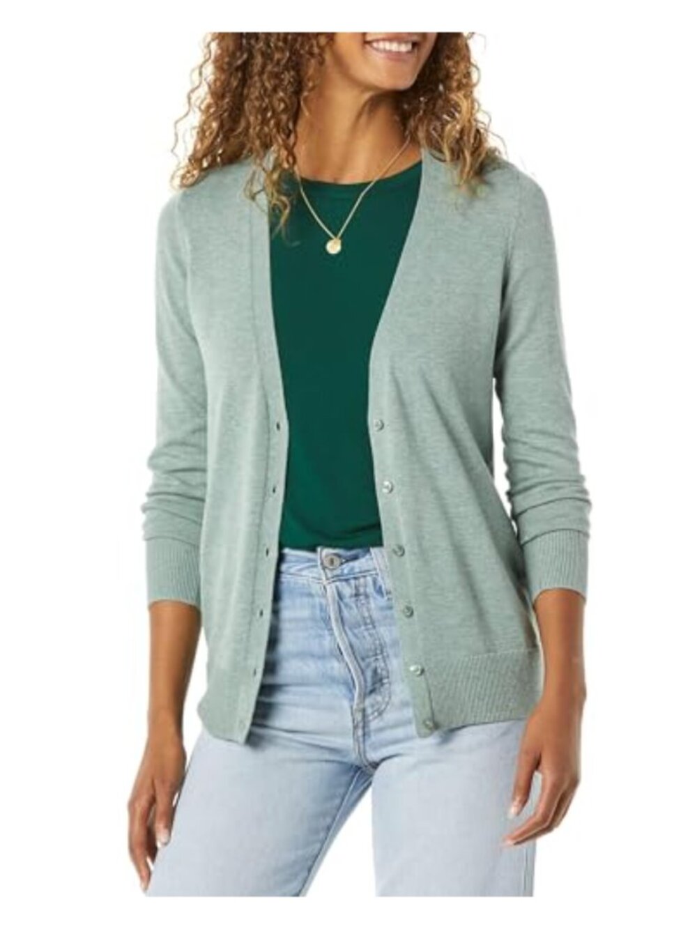 V-Neck Cardigan Lightweight Cotton Blend Fine-Knit Sweater